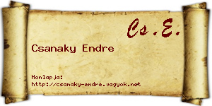 Csanaky Endre névjegykártya